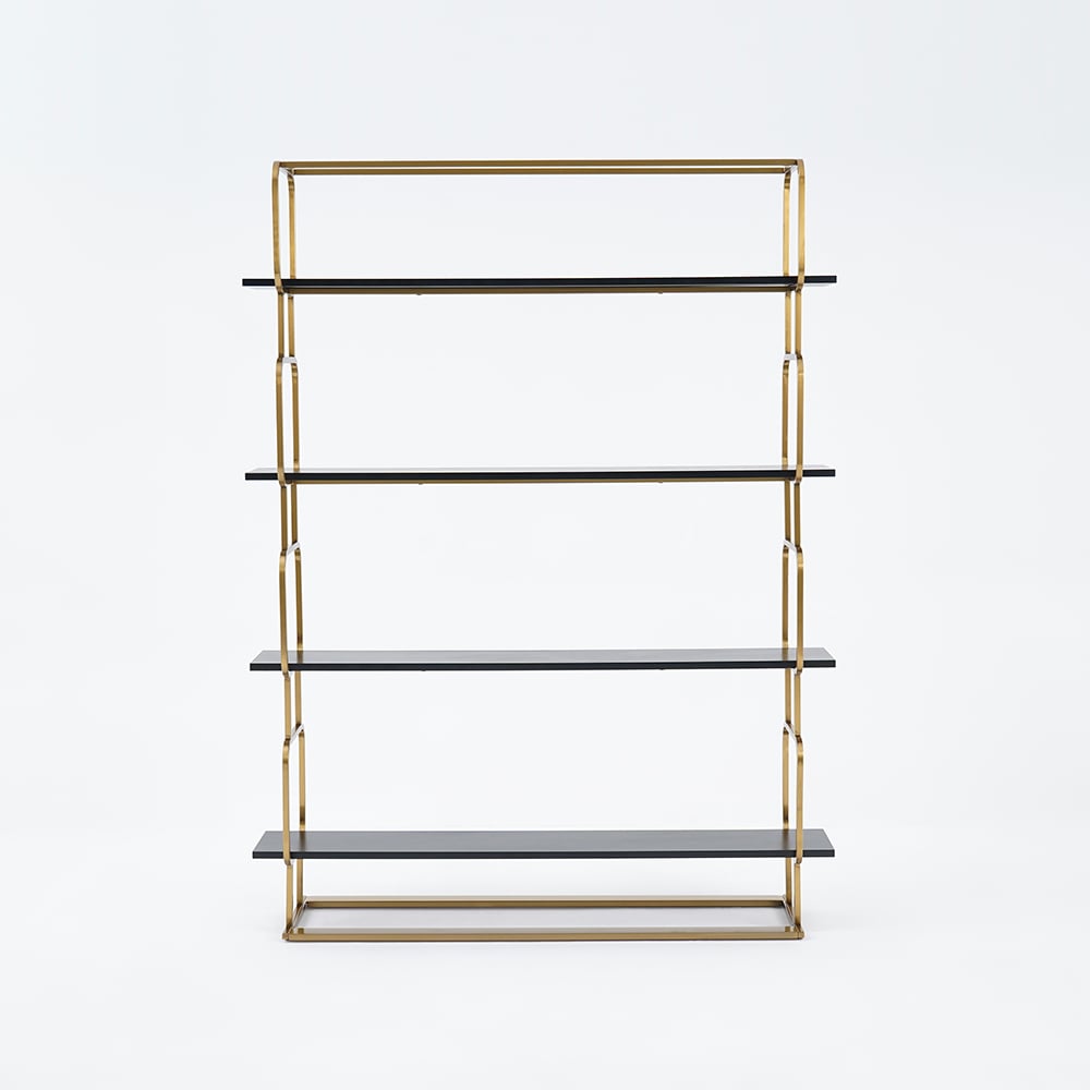 1800mm Modern White Tall Freestanding Wooden Office 4 Shelves Etagere Bookcase in Gold - 