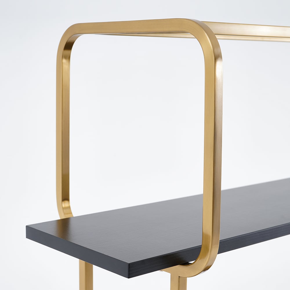 1800mm Modern White Tall Freestanding Wooden Office 4 Shelves Etagere Bookcase in Gold - 