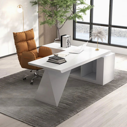 1800mm Modern White Writing Desk with Drawers & Cabinet L-Shap Computer Desk Left Hand - 