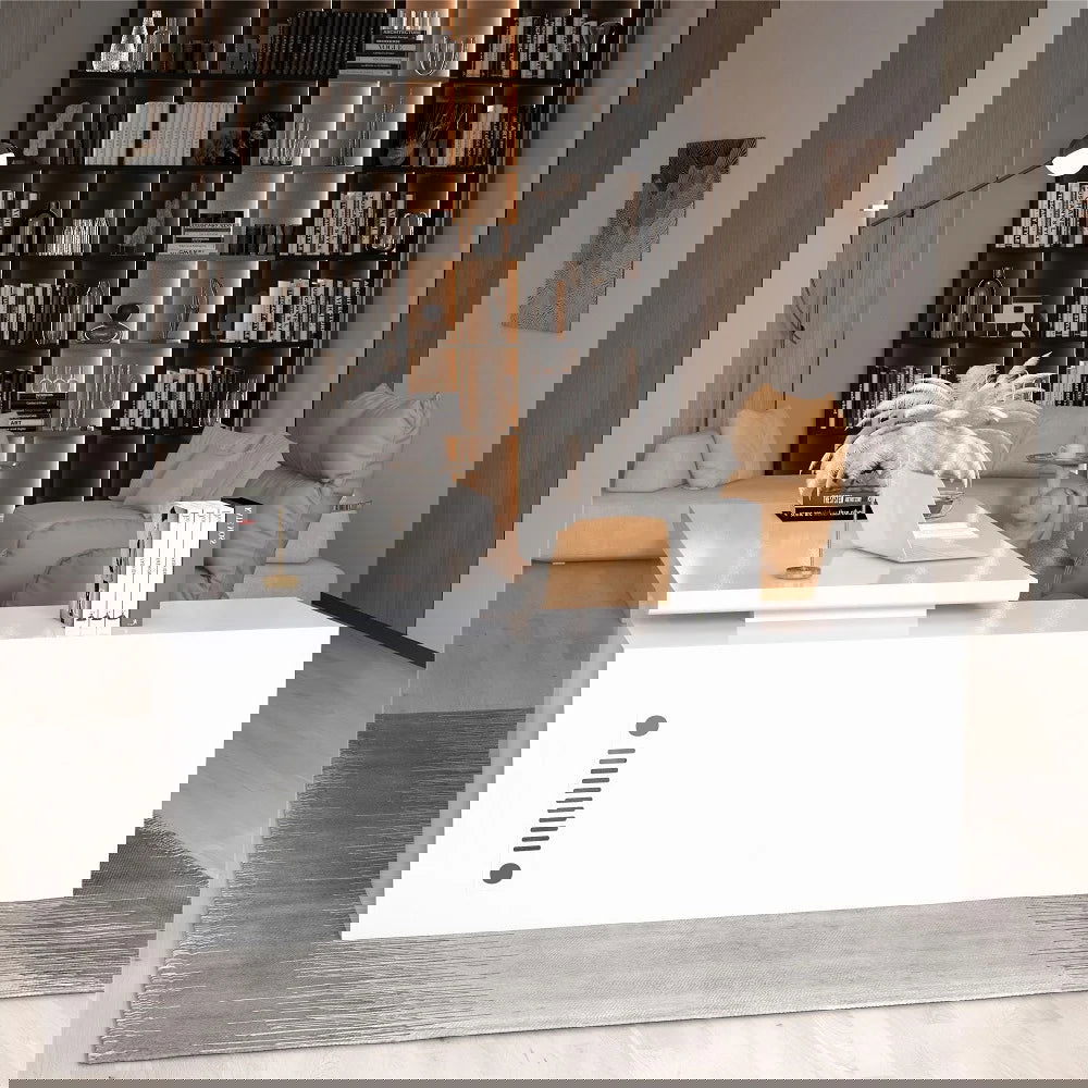 1800mm Modern White Writing Desk with Drawers & Cabinet L-Shap Computer Desk Left Hand - 