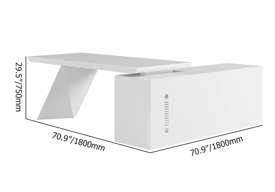 1800mm Modern White Writing Desk with Drawers & Cabinet L-Shap Computer Desk Left Hand - 