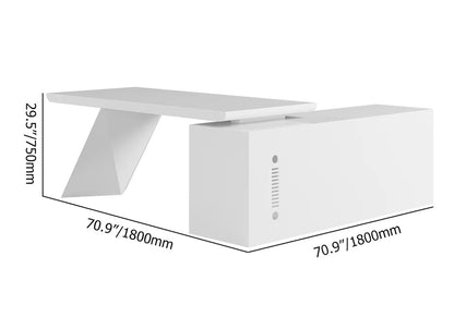 1800mm Modern White Writing Desk with Drawers & Cabinet L-Shap Computer Desk Left Hand - 