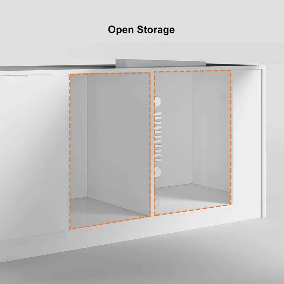 1800mm Modern White Writing Desk with Drawers & Cabinet L-Shap Computer Desk Left Hand - 