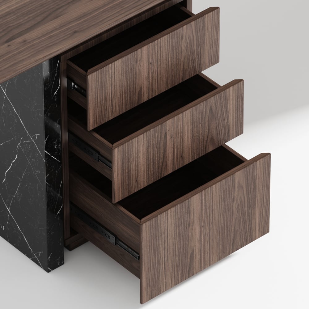 1800mm Modern Wooden Desk White Home Office Desk with Filing Cabinet - 