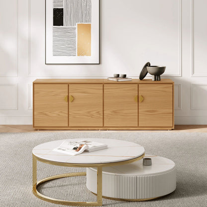 1800mm Natural Wood Tall TV Stand with Storage - Homary