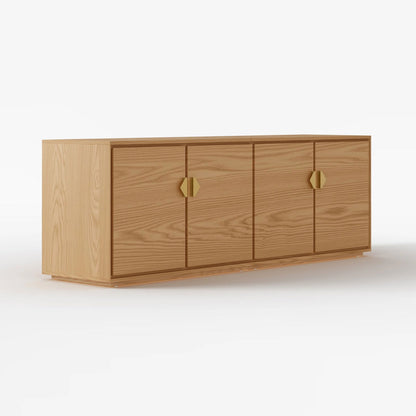 1800mm Natural Wood Tall TV Stand with Storage - Homary