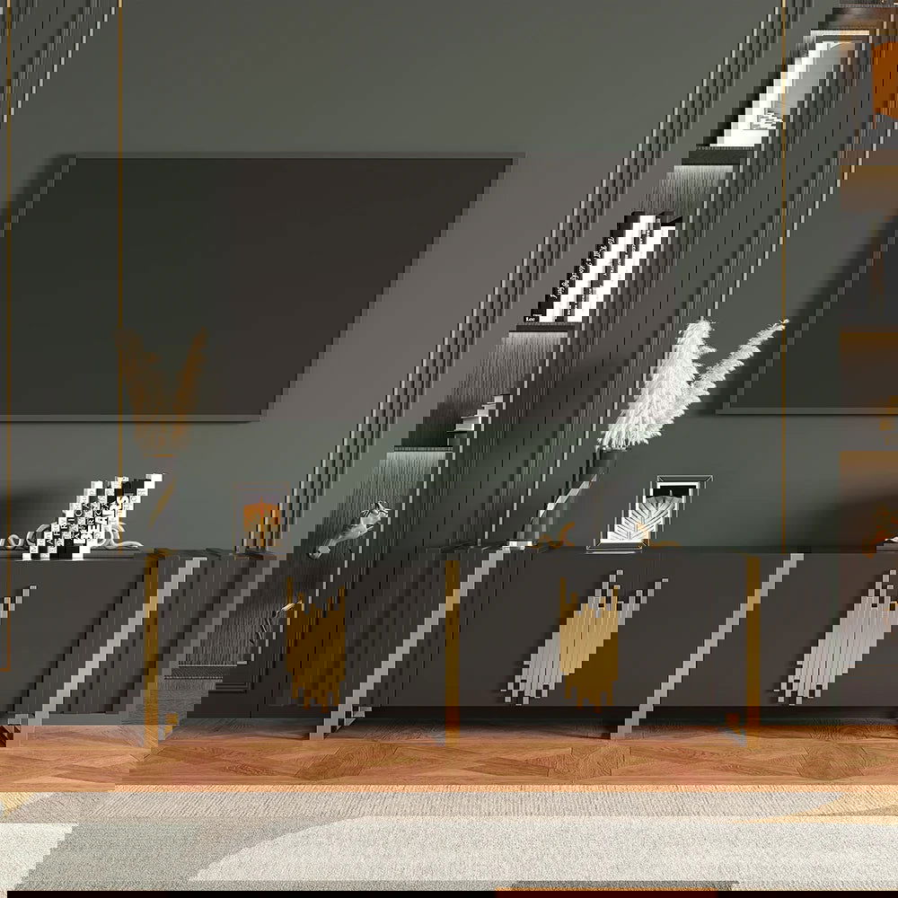 1800mm Natural Wood Tall TV Stand with Storage (Copy) - Homary