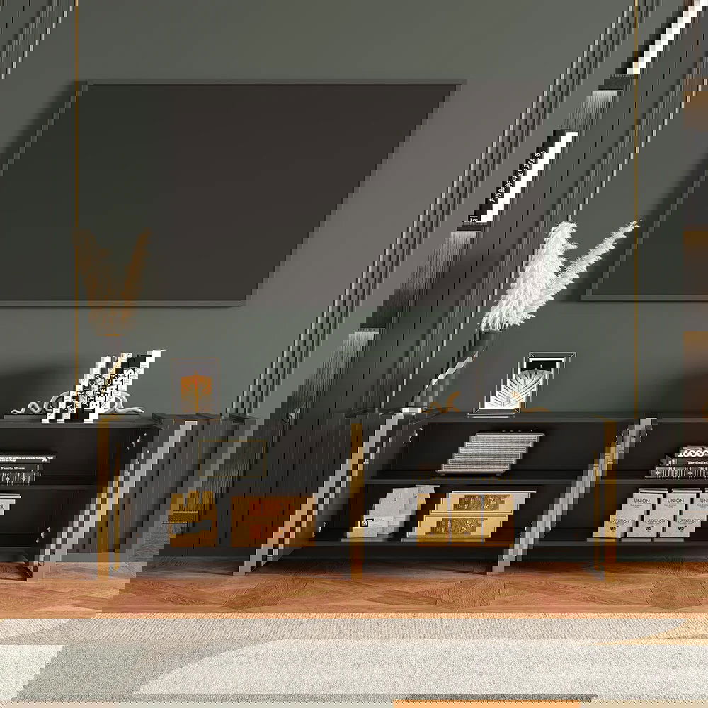 1800mm Natural Wood Tall TV Stand with Storage (Copy) - Homary