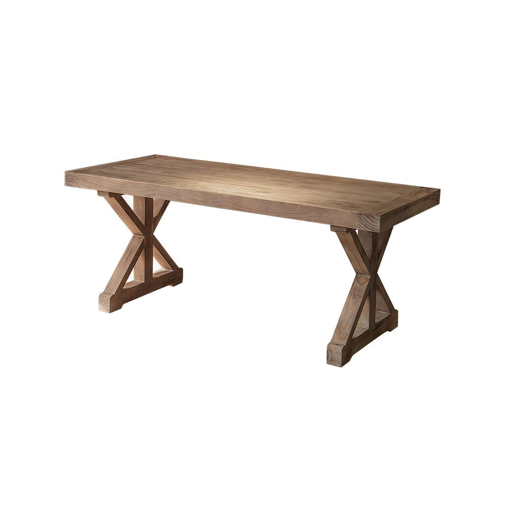 1800mm Rustic Farmhouse Computer Desk in Natural with Trestle Base Wooden Office Desk - 