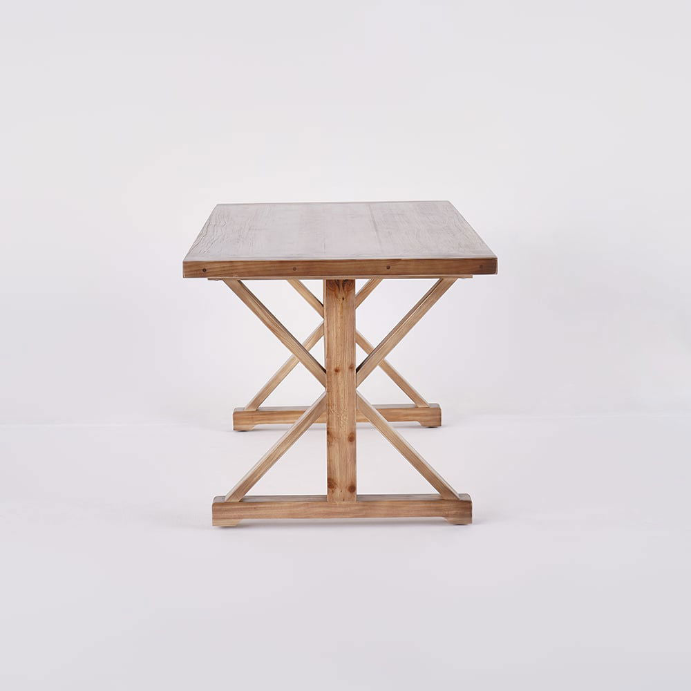 1800mm Rustic Farmhouse Computer Desk in Natural with Trestle Base Wooden Office Desk - 