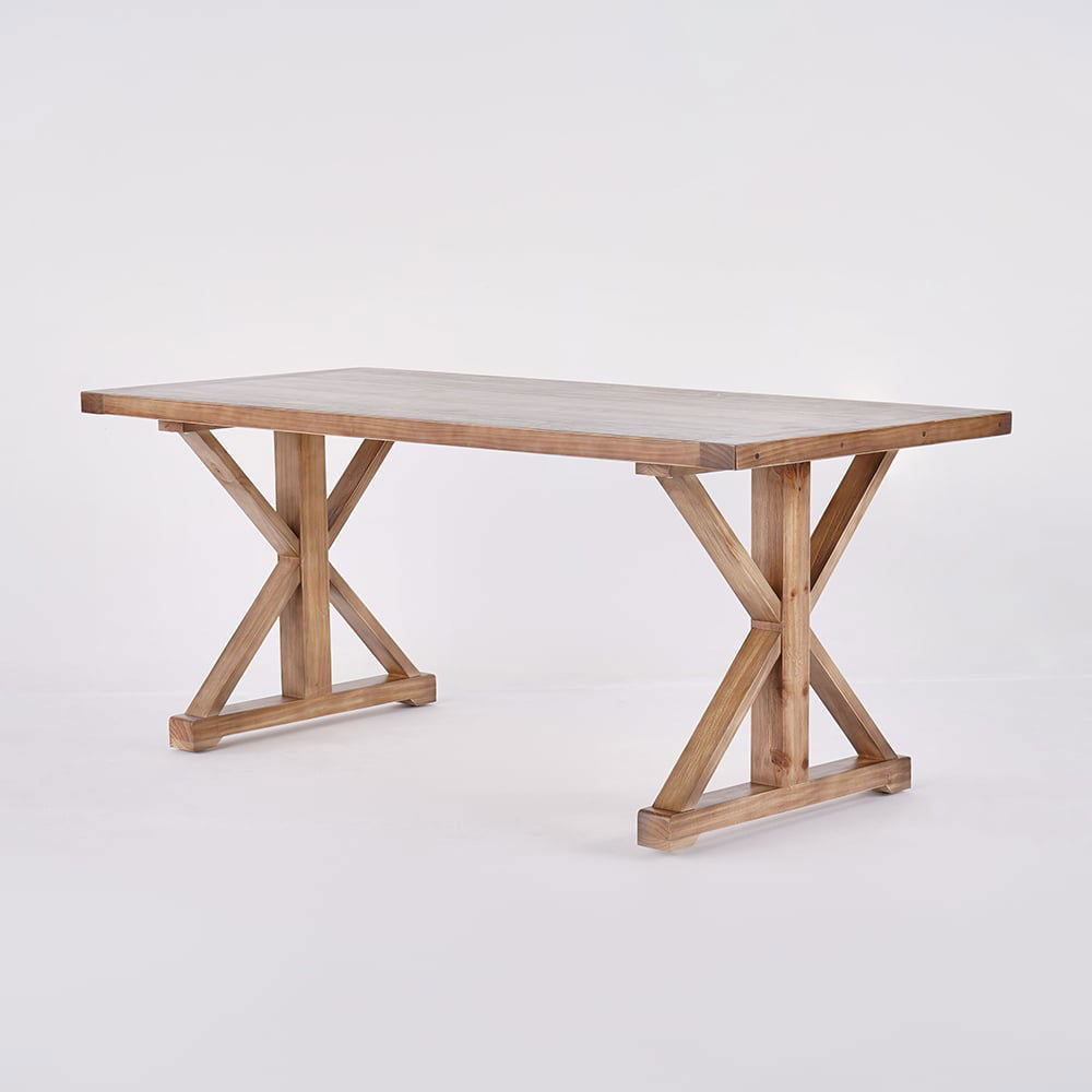 1800mm Rustic Farmhouse Computer Desk in Natural with Trestle Base Wooden Office Desk - 