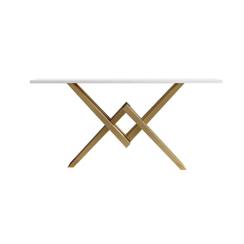 1800mm White & Gold Narrow Console Table Accent Table For Hallway X Base Metal - 