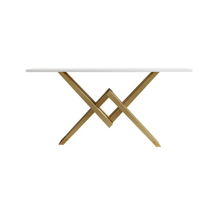1800mm White & Gold Narrow Console Table Accent Table For Hallway X Base Metal - 