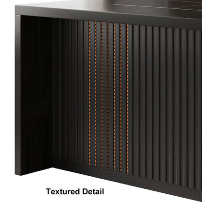 1830mm Large Black Kitchen Island with Storage Cabinet Marble Veneered Top - 