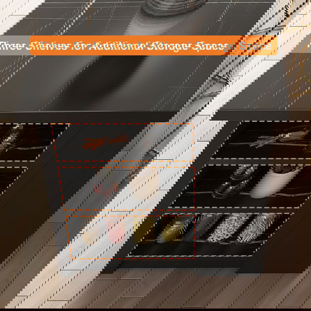 1830mm Large Black Kitchen Island with Storage Modern Kitchen Cabinet - 