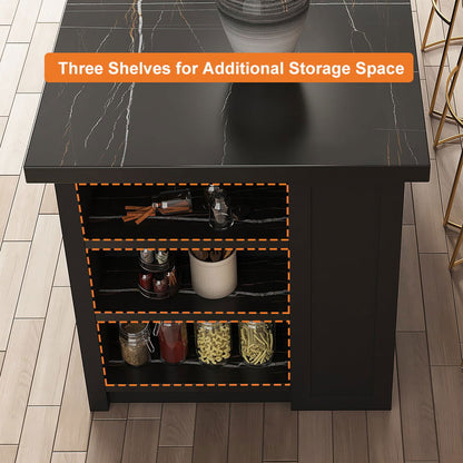 1830mm Large Black Kitchen Island with Storage Modern Kitchen Cabinet - 