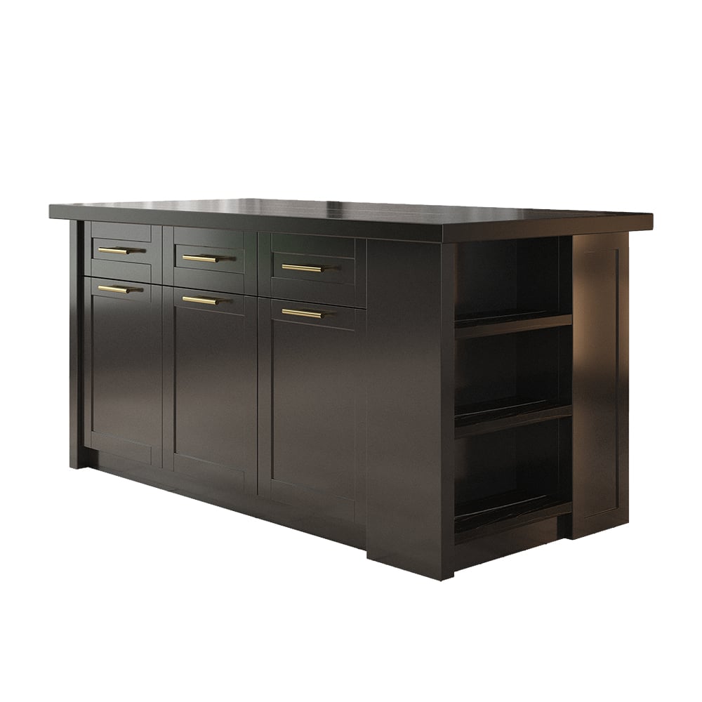 1830mm Large Black Kitchen Island with Storage Modern Kitchen Cabinet - 