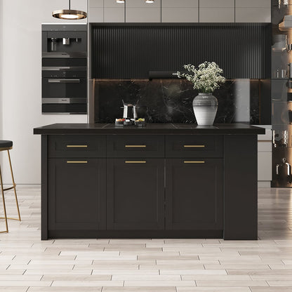 1830mm Large Black Kitchen Island with Storage Modern Kitchen Cabinet - Approved By Design