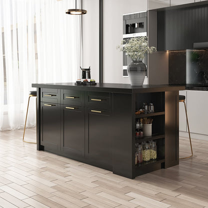 1830mm Large Black Kitchen Island with Storage Modern Kitchen Cabinet - Approved By Design