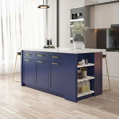 1830mm Large Blue Kitchen Island with Storage Modern Kitchen Cabinet - 