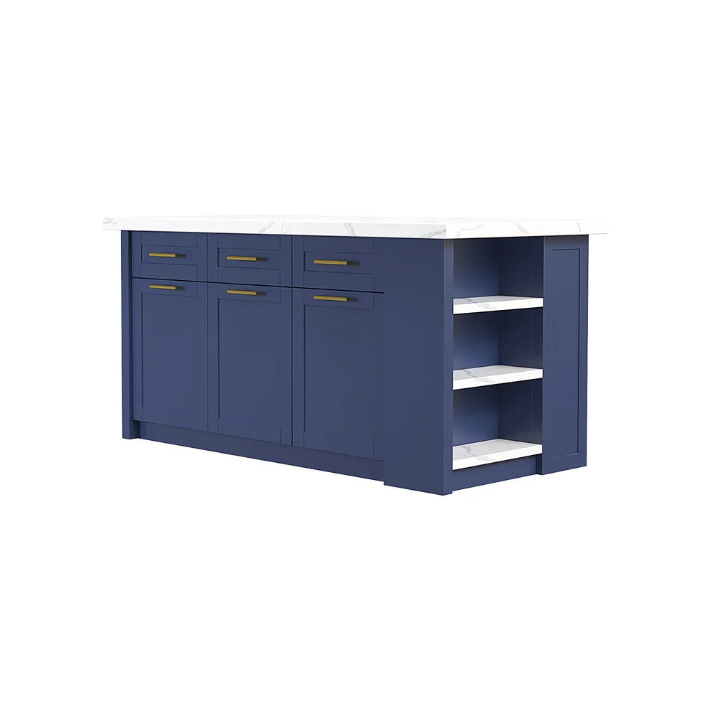 1830mm Large Blue Kitchen Island with Storage Modern Kitchen Cabinet - 