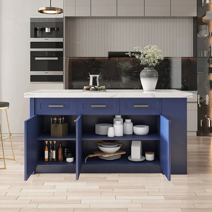 1830mm Large Blue Kitchen Island with Storage Modern Kitchen Cabinet - Homary