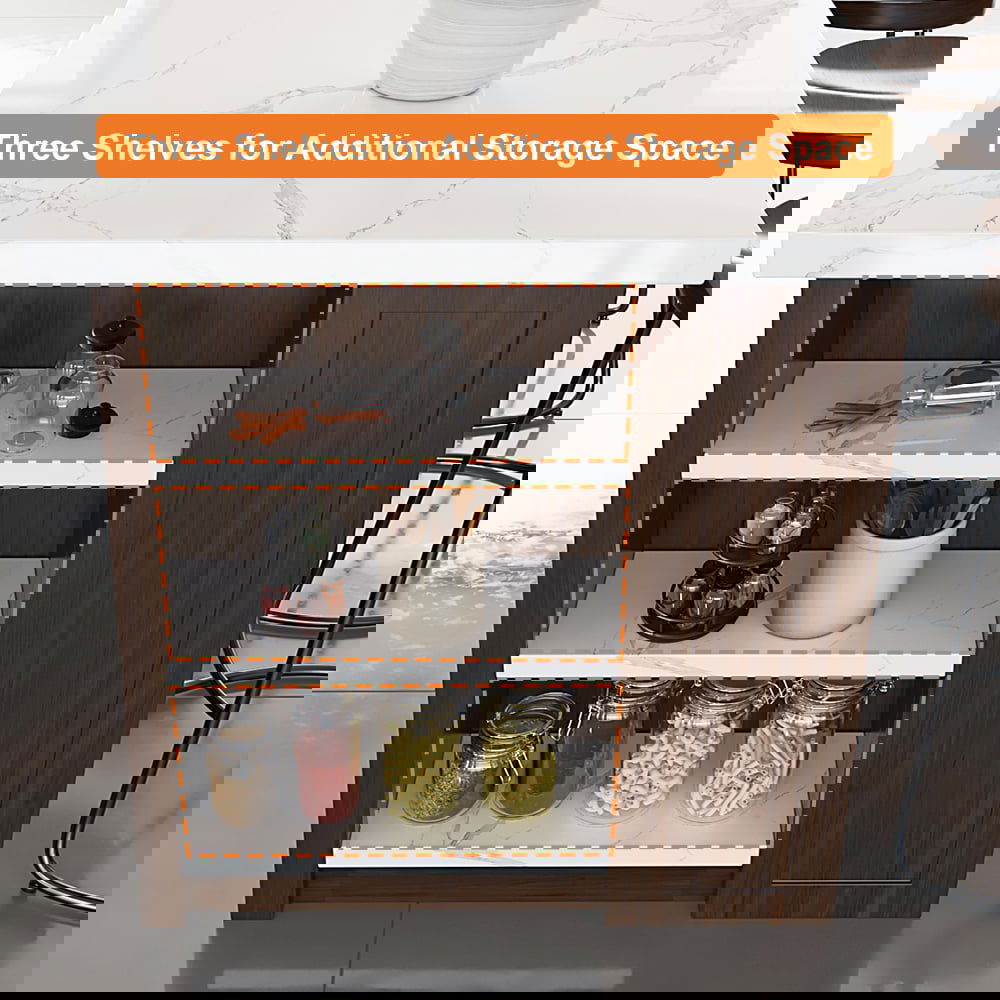 1830mm Large Walnut Kitchen Island with Storage Modern Kitchen Cabinet - 