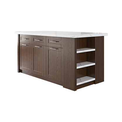 1830mm Large Walnut Kitchen Island with Storage Modern Kitchen Cabinet - 
