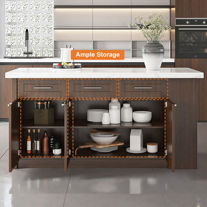 1830mm Large Walnut Kitchen Island with Storage Modern Kitchen Cabinet - 