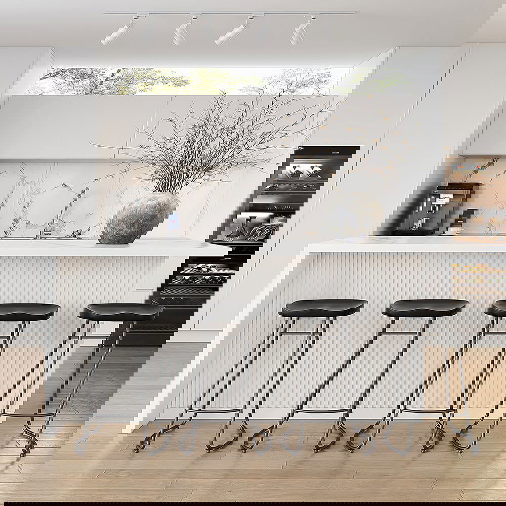 1830mm Large White Kitchen Island with Storage Kitchen Cabinet Marble Veneered Top - 