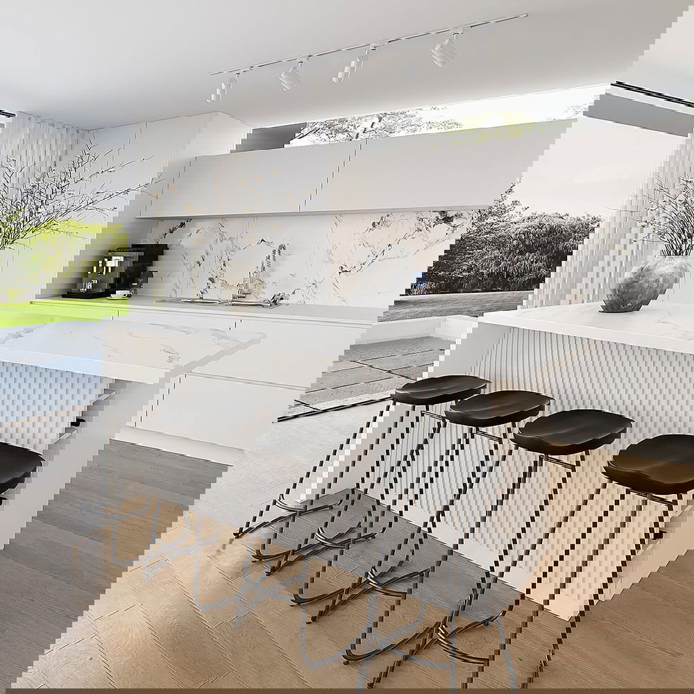 1830mm Large White Kitchen Island with Storage Kitchen Cabinet Marble Veneered Top - 