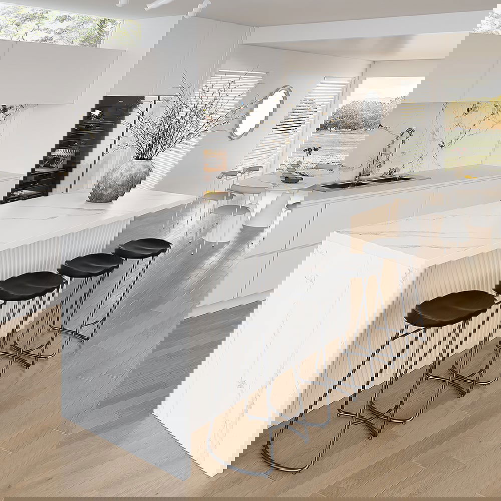 1830mm Large White Kitchen Island with Storage Kitchen Cabinet Marble Veneered Top - 