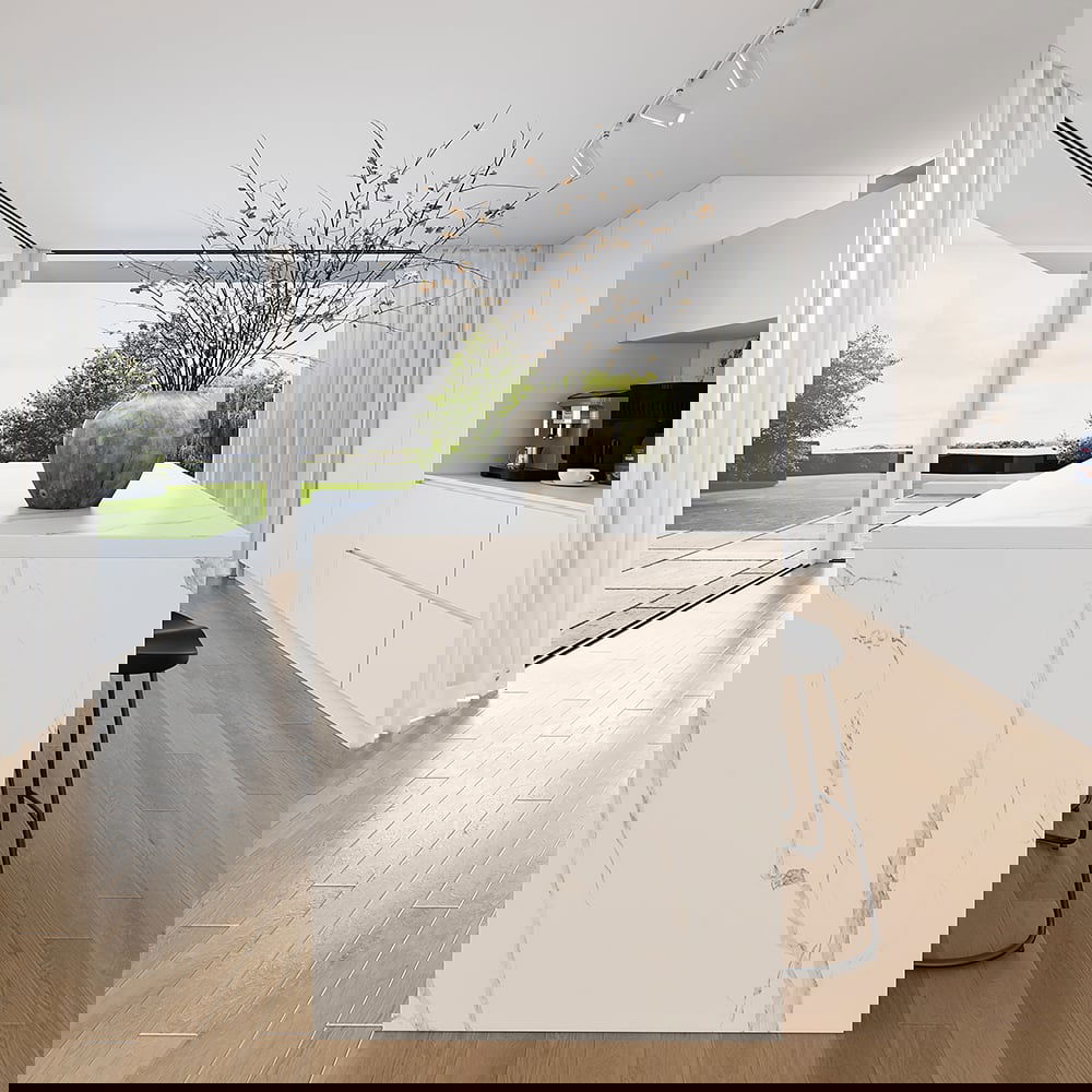 1830mm Large White Kitchen Island with Storage Kitchen Cabinet Marble Veneered Top - 