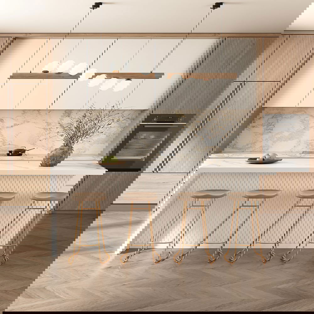 1830mm Large White Kitchen Island with Storage Kitchen Cabinet Marble Veneered Top - 