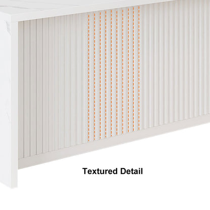 1830mm Large White Kitchen Island with Storage Kitchen Cabinet Marble Veneered Top - 