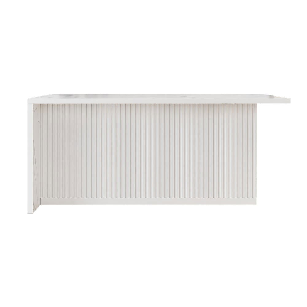 1830mm Large White Kitchen Island with Storage Kitchen Cabinet Marble Veneered Top - 