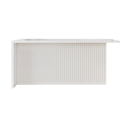 1830mm Large White Kitchen Island with Storage Kitchen Cabinet Marble Veneered Top - 