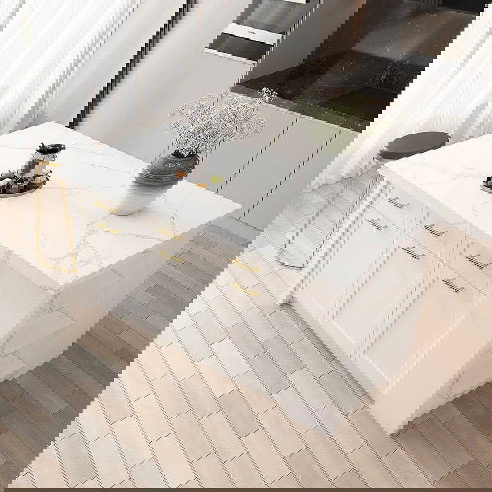 1830mm Large White Kitchen Island with Storage Modern Kitchen Cabinet - 