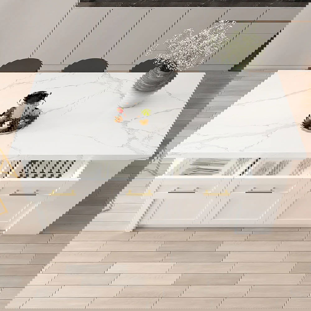 1830mm Large White Kitchen Island with Storage Modern Kitchen Cabinet - 