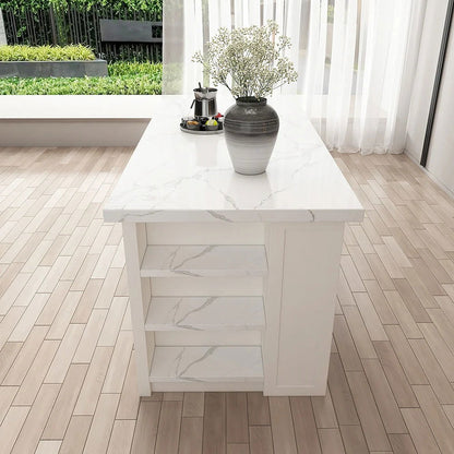 1830mm Large White Kitchen Island with Storage Modern Kitchen Cabinet - 