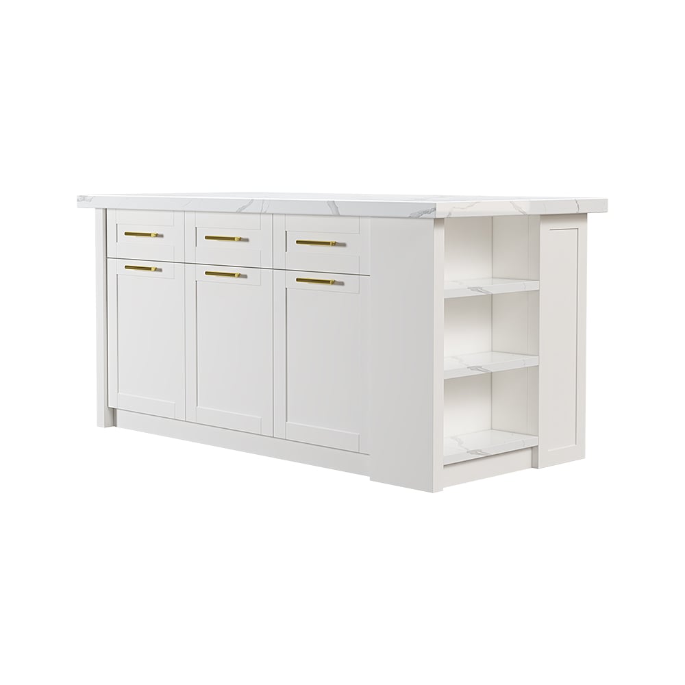 1830mm Large White Kitchen Island with Storage Modern Kitchen Cabinet - 