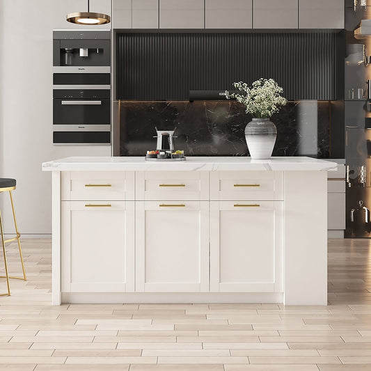 1830mm Large White Kitchen Island with Storage Modern Kitchen Cabinet - Approved By Design