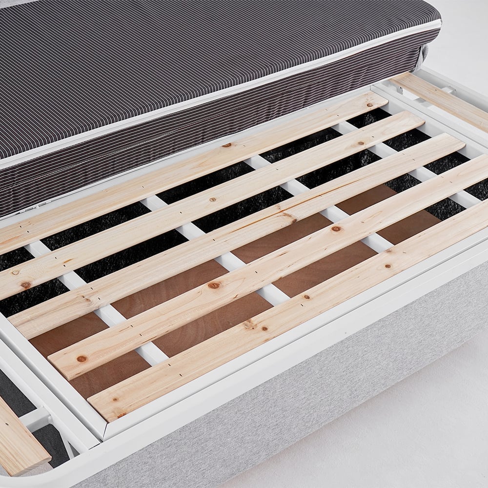 1830mm Modern Light Grey Cotton Linen Upholstered Convertible Sofa Bed with Storage - 