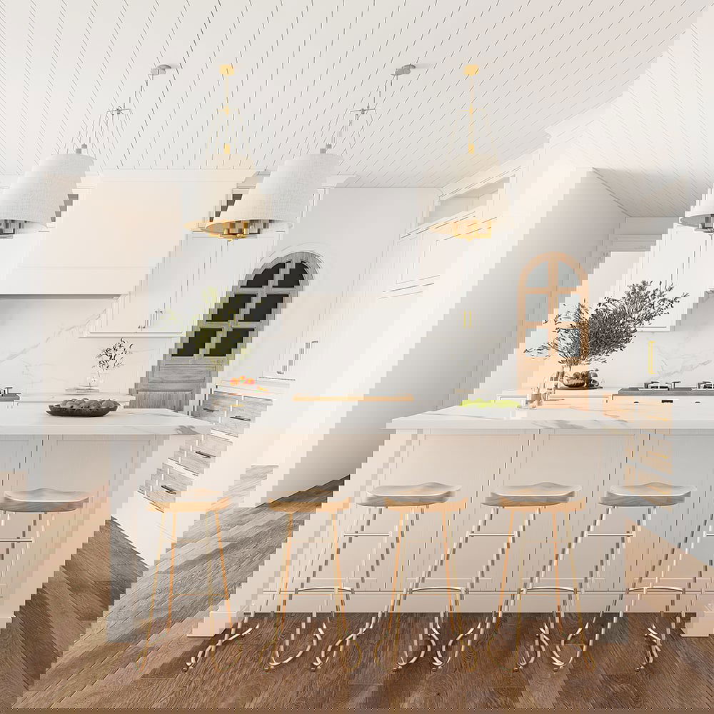 1830mm Modern White Kitchen lsland Marble Pattern Kitchen Cabinet with Wine Storage - 