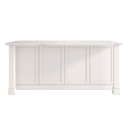 1830mm Modern White Kitchen lsland Marble Pattern Kitchen Cabinet with Wine Storage - 