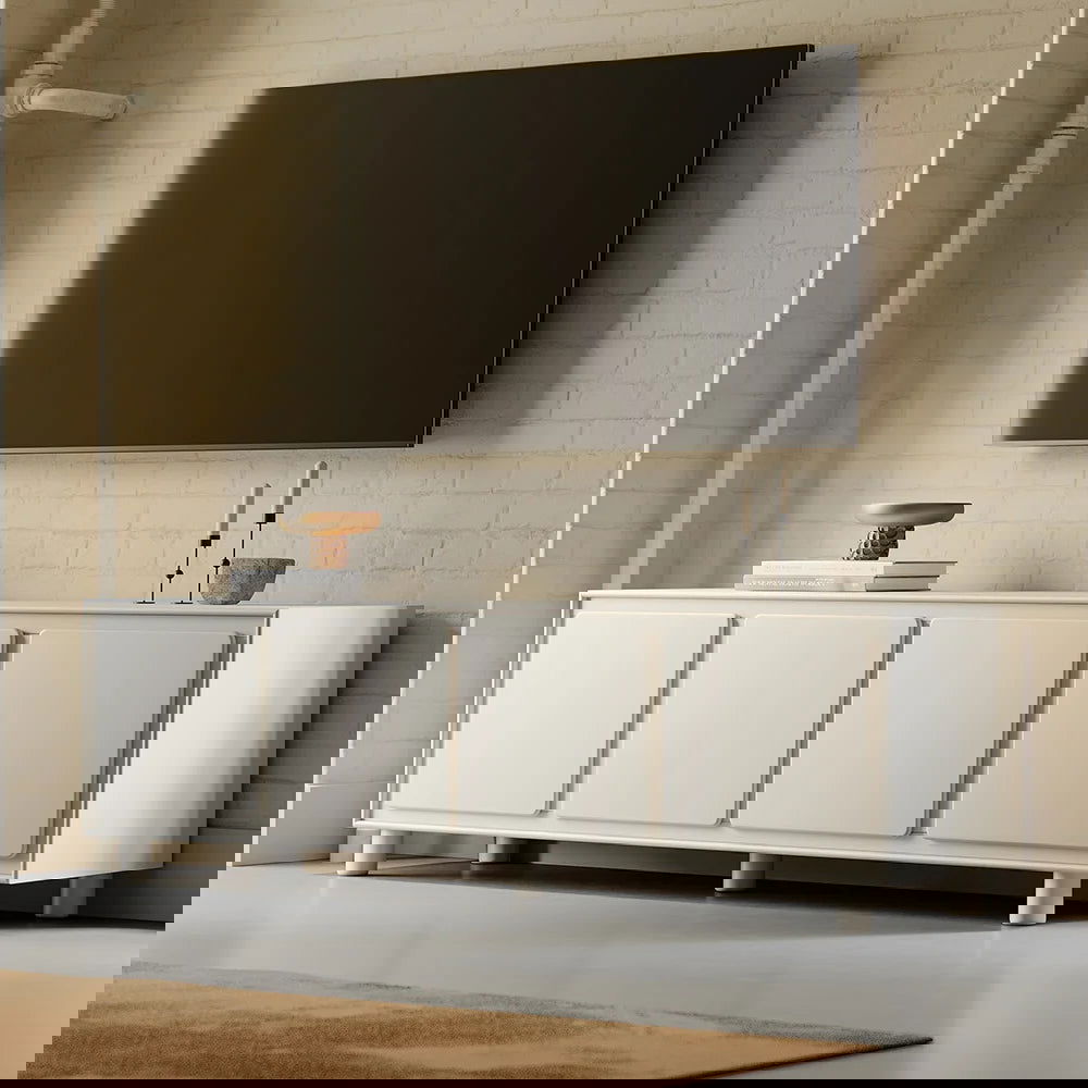 1830mm Modern White Rectangle Tall TV Stand with Storage for 1650 to 1900mm TV - 