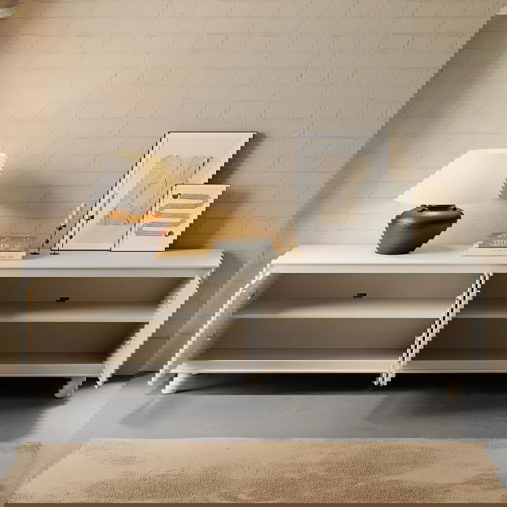 1830mm Modern White Rectangle Tall TV Stand with Storage for 1650 to 1900mm TV - 