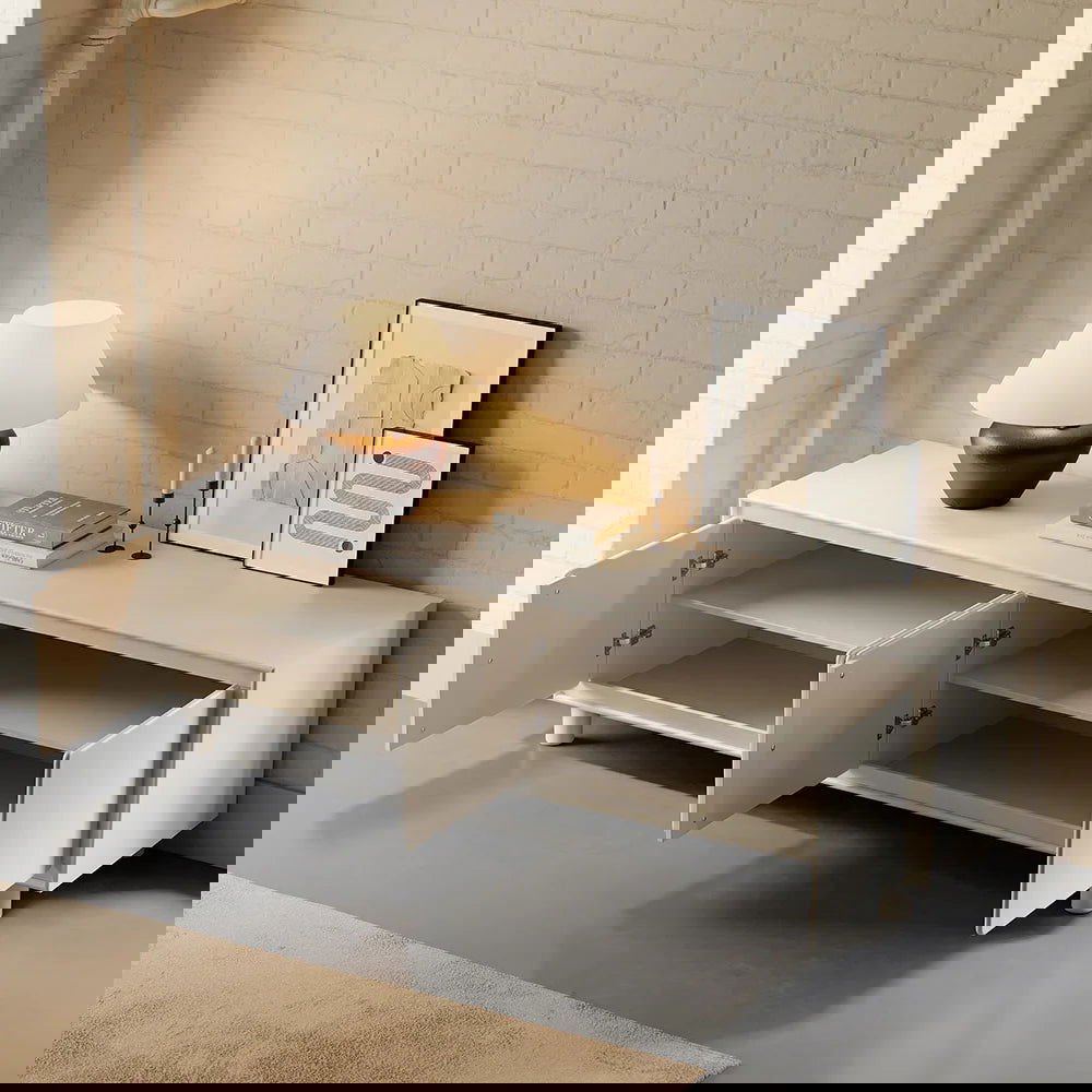 1830mm Modern White Rectangle Tall TV Stand with Storage for 1650 to 1900mm TV - 