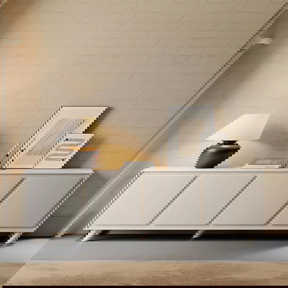 1830mm Modern White Rectangle Tall TV Stand with Storage for 1650 to 1900mm TV - 