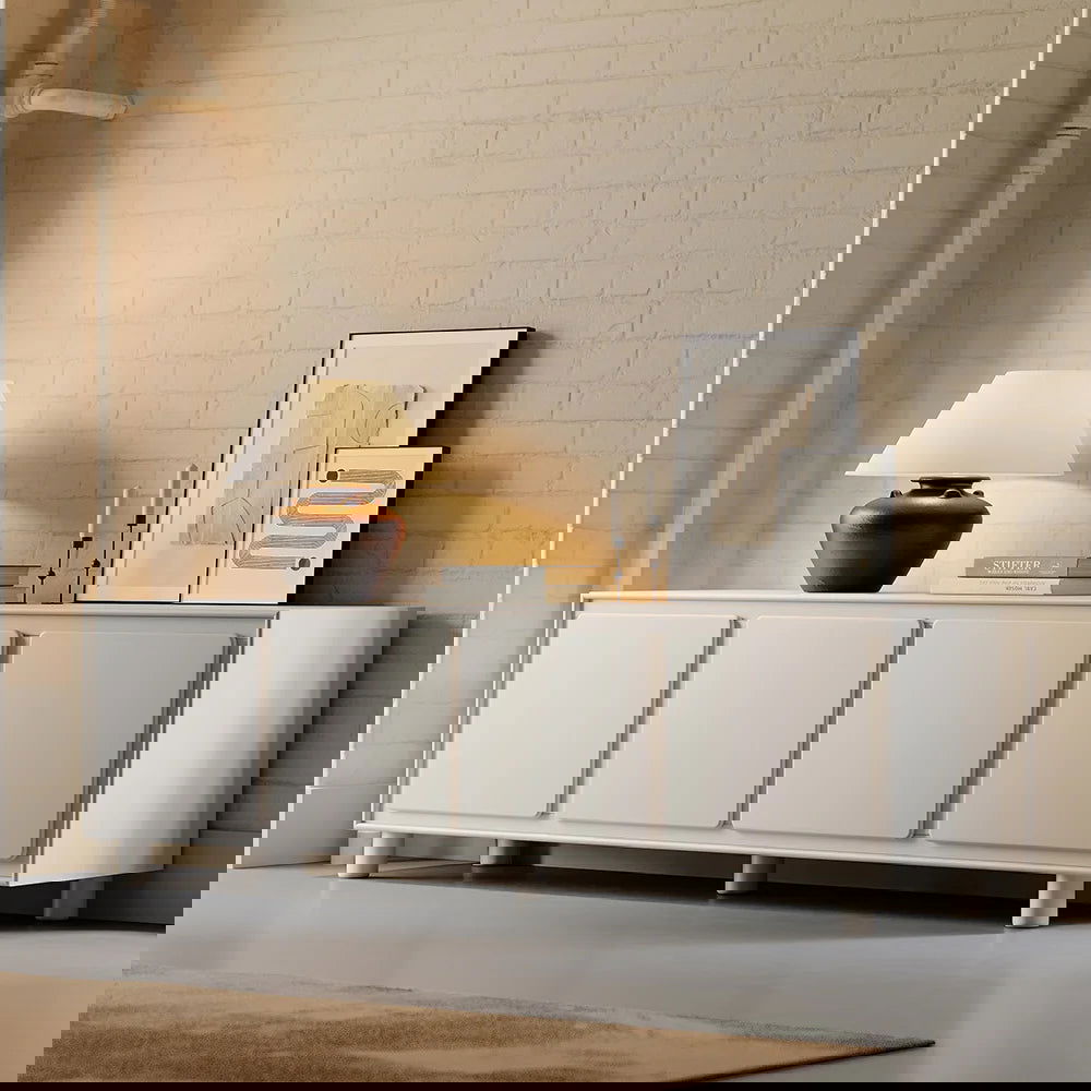 1830mm Modern White Rectangle Tall TV Stand with Storage for 1650 to 1900mm TV - 